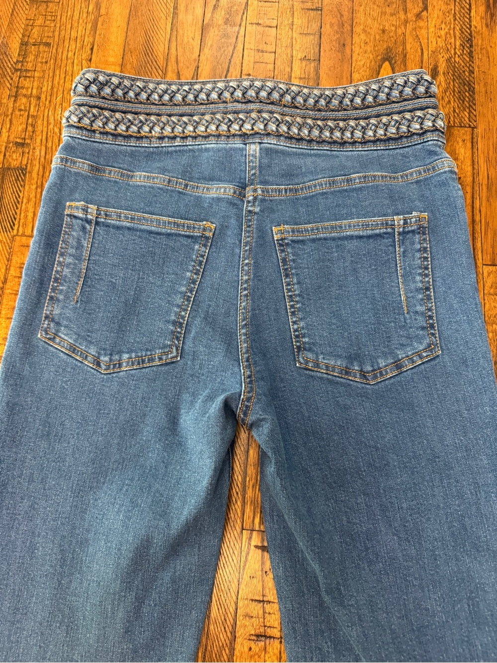 NWT Derek Lam Blue Braided-Waist Flare Jeans - Picture 2 of 7